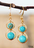 Boho Earrings, Dangle Earrings, Double Blue Turquoise
